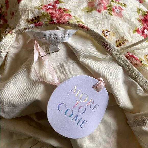 More To Come Fia Lace Cami Dress in Cream Floral mesh slip mini Revolve XS - Picture 7 of 11